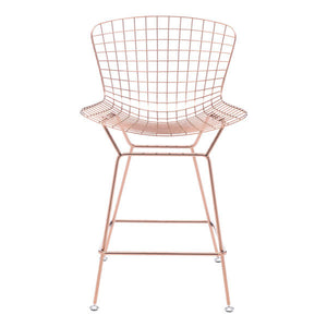 21.3" X 23" X 35.8" 2 Pcs Rose Gold Chromed Steel Wire Counter Chair