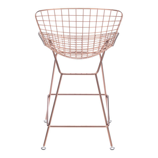 21.3" X 23" X 35.8" 2 Pcs Rose Gold Chromed Steel Wire Counter Chair
