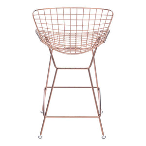 21.3" X 23" X 35.8" 2 Pcs Rose Gold Chromed Steel Wire Counter Chair