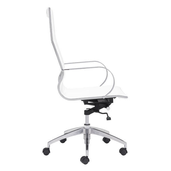 27.6" X 27.6" X 45.3" White Leatherette Back Office Chair