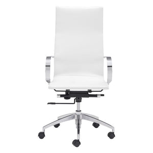 27.6" X 27.6" X 45.3" White Leatherette Back Office Chair