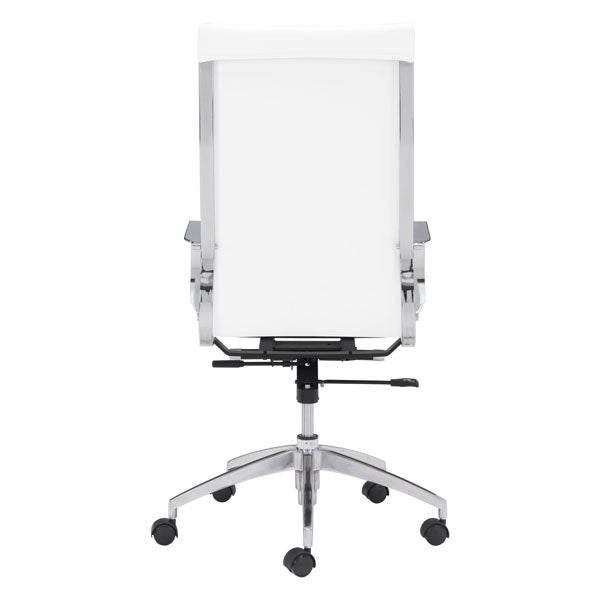 27.6" X 27.6" X 45.3" White Leatherette Back Office Chair