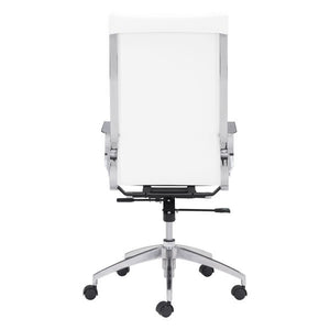 27.6" X 27.6" X 45.3" White Leatherette Back Office Chair