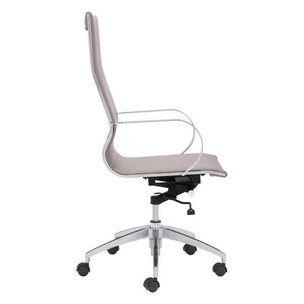 27.6" X 27.6" X 45.3" Taupe Leatherette Back Office Chair