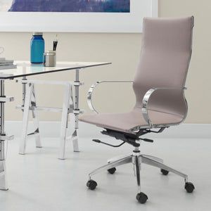 27.6" X 27.6" X 45.3" Taupe Leatherette Back Office Chair
