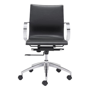 27.6" X 27.6" X 36" Black Leatherette Low Back Office Chair