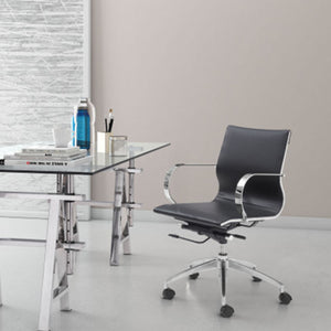 27.6" X 27.6" X 36" Black Leatherette Low Back Office Chair
