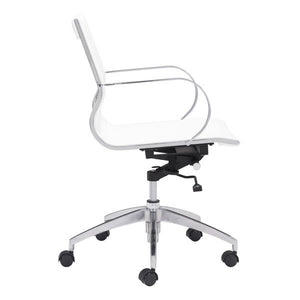 27.6" X 27.6" X 36" White Leatherette Low Back Office Chair