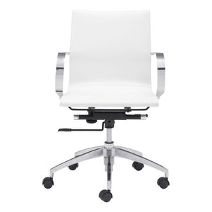 27.6" X 27.6" X 36" White Leatherette Low Back Office Chair