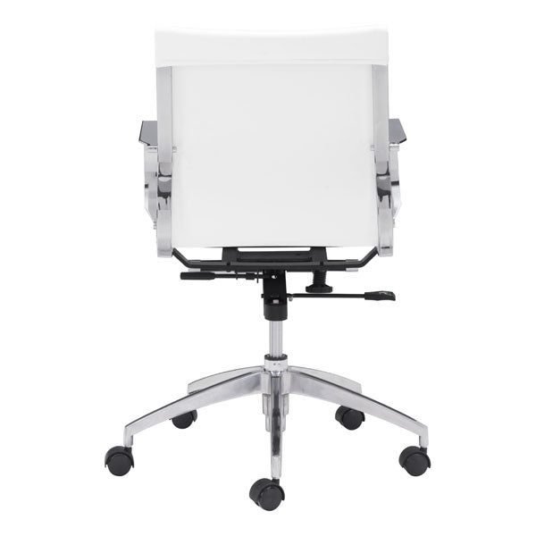 27.6" X 27.6" X 36" White Leatherette Low Back Office Chair