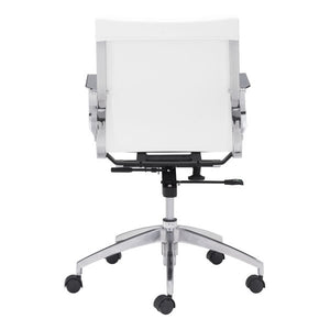 27.6" X 27.6" X 36" White Leatherette Low Back Office Chair