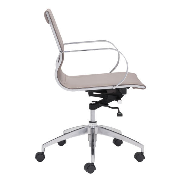 27.6" X 27.6" X 36" Taupe Leatherette Low Back Office Chair