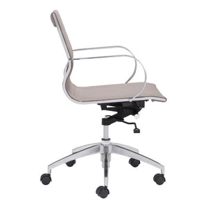 27.6" X 27.6" X 36" Taupe Leatherette Low Back Office Chair
