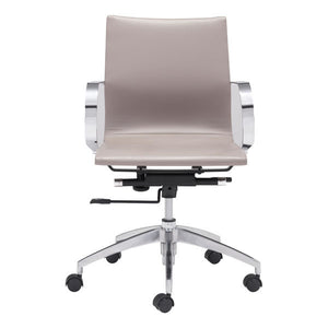 27.6" X 27.6" X 36" Taupe Leatherette Low Back Office Chair