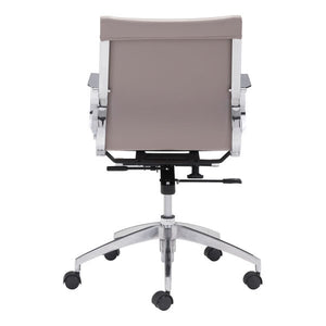 27.6" X 27.6" X 36" Taupe Leatherette Low Back Office Chair