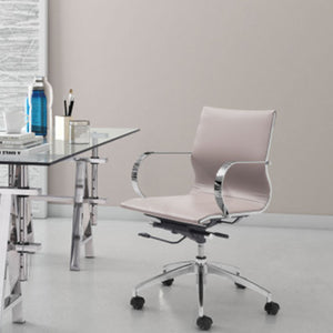 27.6" X 27.6" X 36" Taupe Leatherette Low Back Office Chair