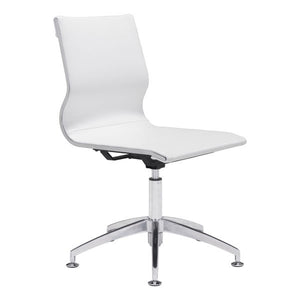 26" X 26" X 36" White Leatherette Conference Chair