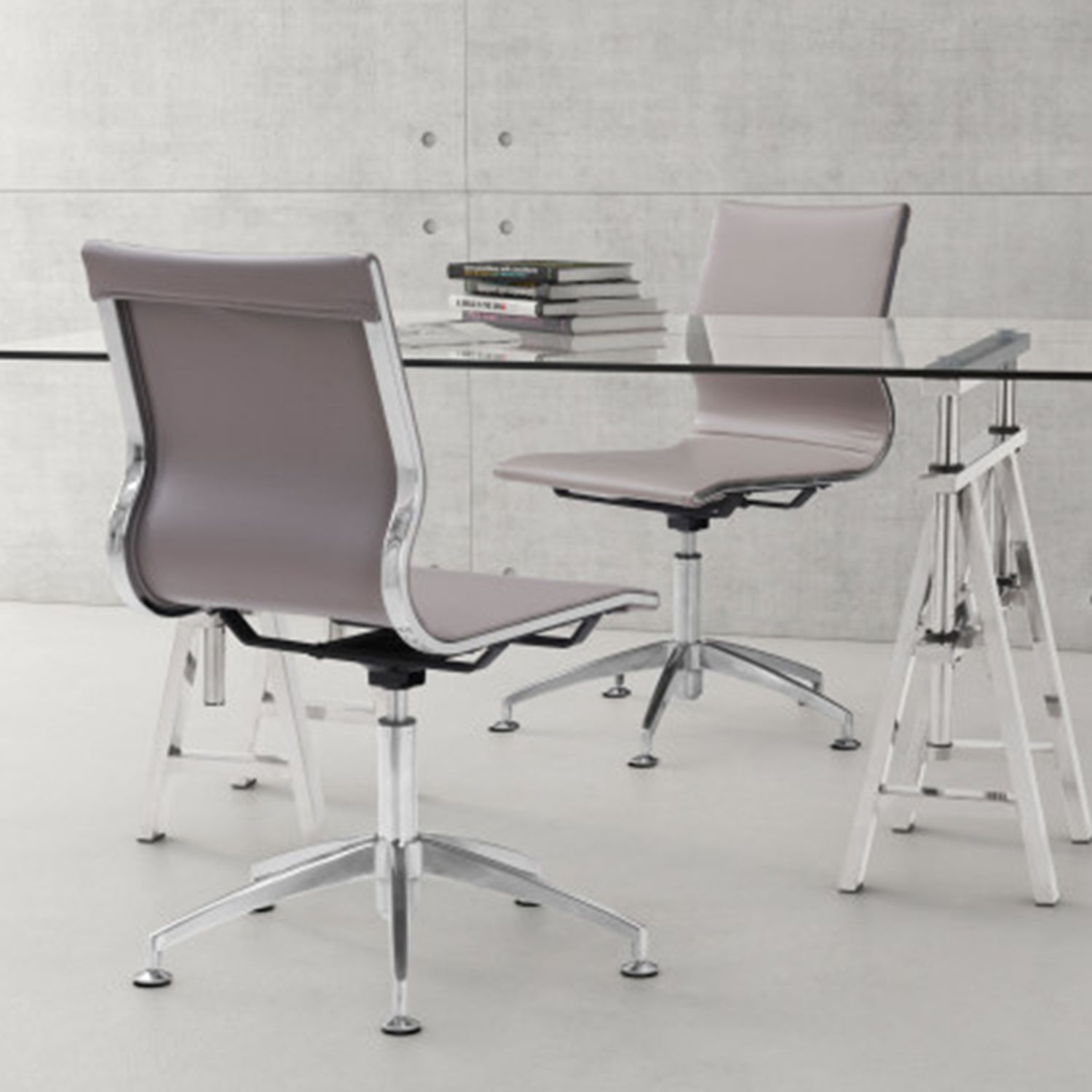 26" X 26" X 36" Taupe Leatherette Conference Chair