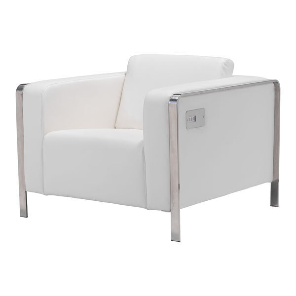 34.6" X 33.5" X 28" White Leatherette Arm Chair