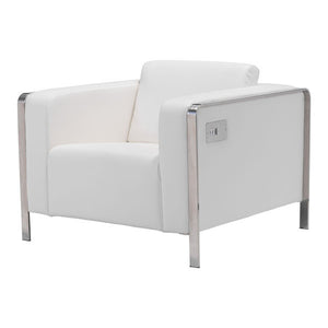 34.6" X 33.5" X 28" White Leatherette Arm Chair