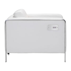 34.6" X 33.5" X 28" White Leatherette Arm Chair
