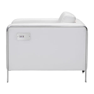 34.6" X 33.5" X 28" White Leatherette Arm Chair