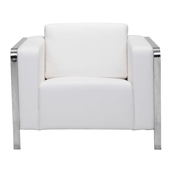 34.6" X 33.5" X 28" White Leatherette Arm Chair