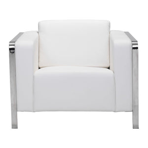 34.6" X 33.5" X 28" White Leatherette Arm Chair