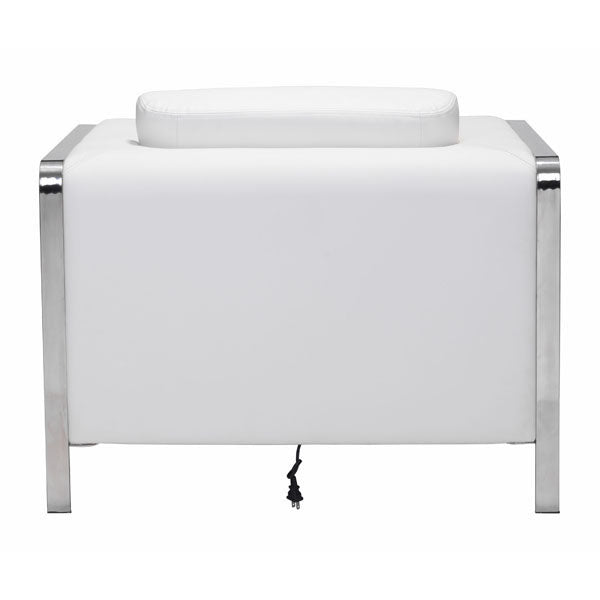 34.6" X 33.5" X 28" White Leatherette Arm Chair