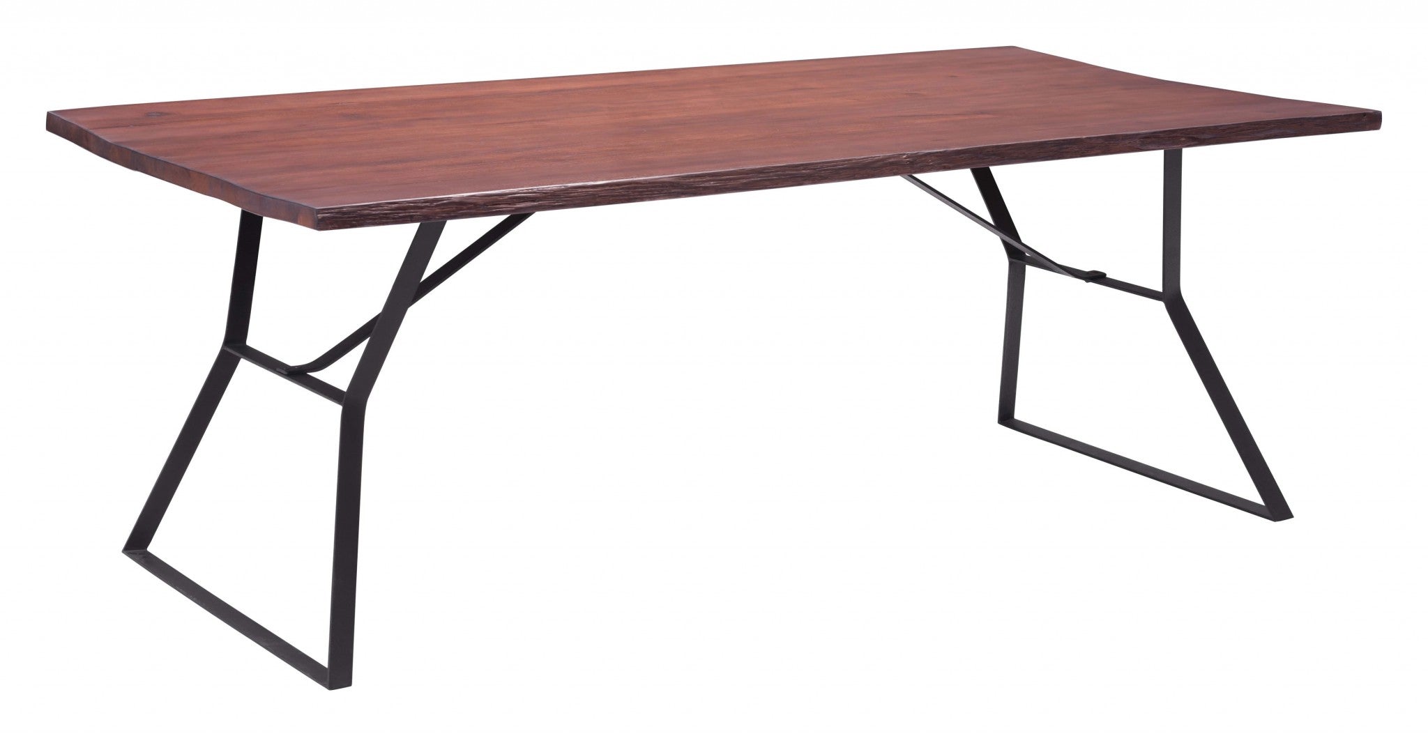80.7" x 41.3" x 29.9" Distressed Cherry Oak, Oak Wood, Metal, Dining Table