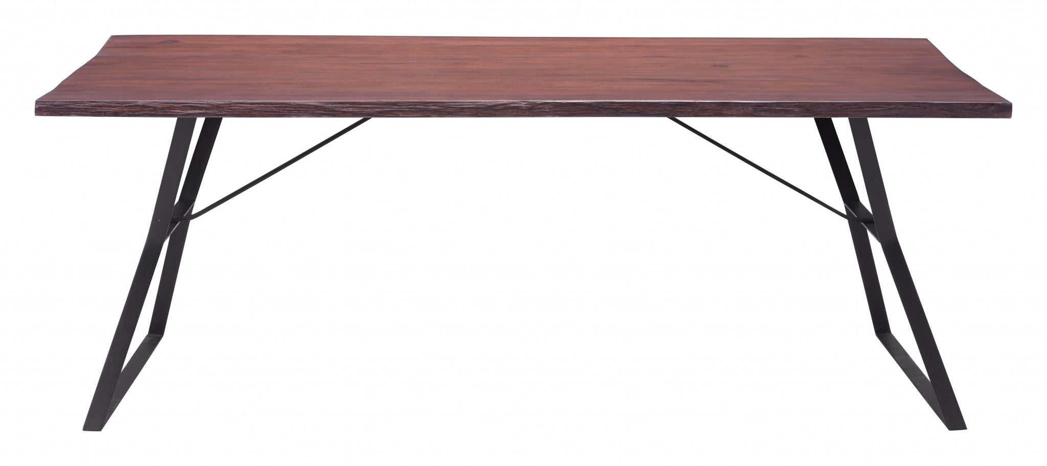 80.7" x 41.3" x 29.9" Distressed Cherry Oak, Oak Wood, Metal, Dining Table