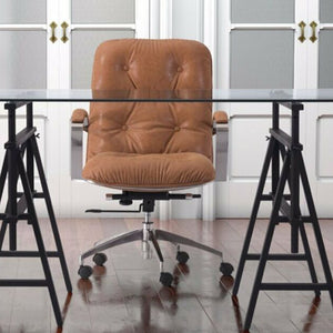 27.6" X 27.6" X 41" Coffee Vintage Leatherette Office Chair