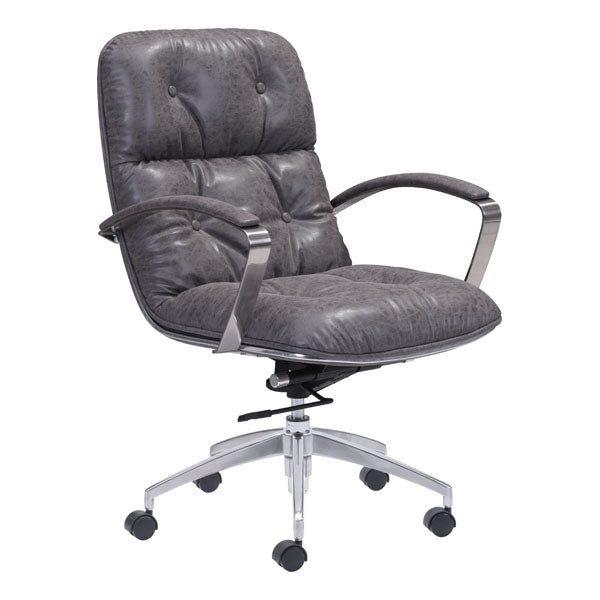 27.6" X 27.6" X 41" Gray Vintage Leatherette  Office Chair