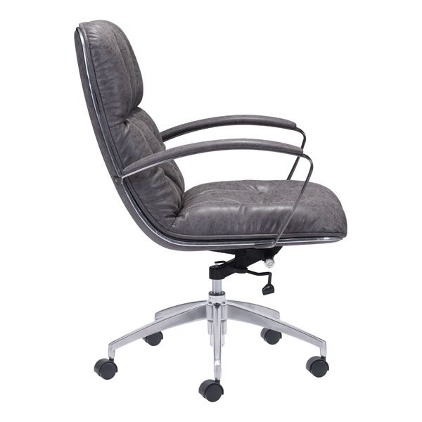 27.6" X 27.6" X 41" Gray Vintage Leatherette  Office Chair