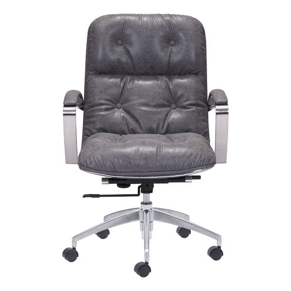 27.6" X 27.6" X 41" Gray Vintage Leatherette  Office Chair