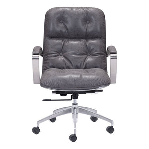 27.6" X 27.6" X 41" Gray Vintage Leatherette  Office Chair