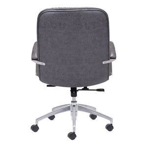 27.6" X 27.6" X 41" Gray Vintage Leatherette  Office Chair