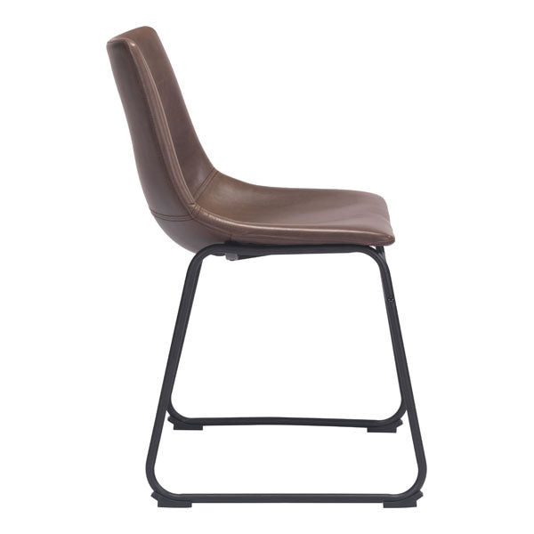Vintage Look Espresso Faux Leather Dining Chairs Set of 2