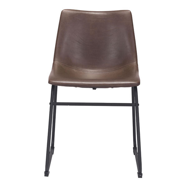 Vintage Look Espresso Faux Leather Dining Chairs Set of 2
