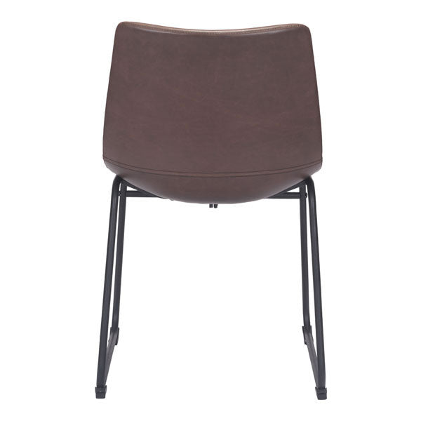 Vintage Look Espresso Faux Leather Dining Chairs Set of 2