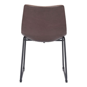 Vintage Look Espresso Faux Leather Dining Chairs Set of 2