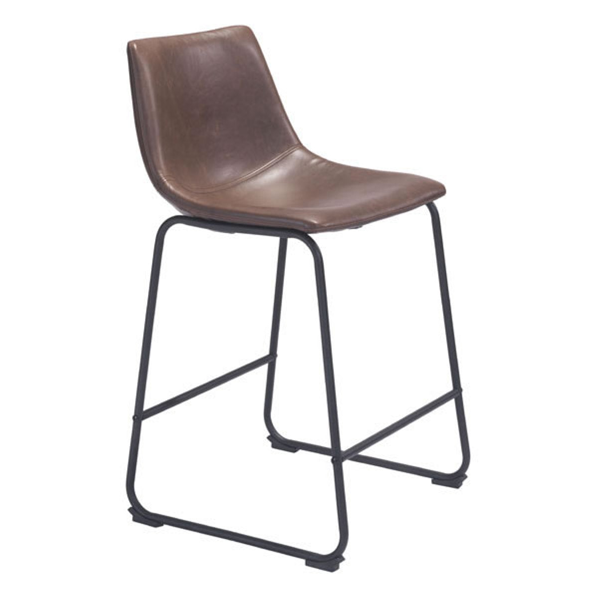 Vintage Look Espresso Faux Leather Counter Stool Chair