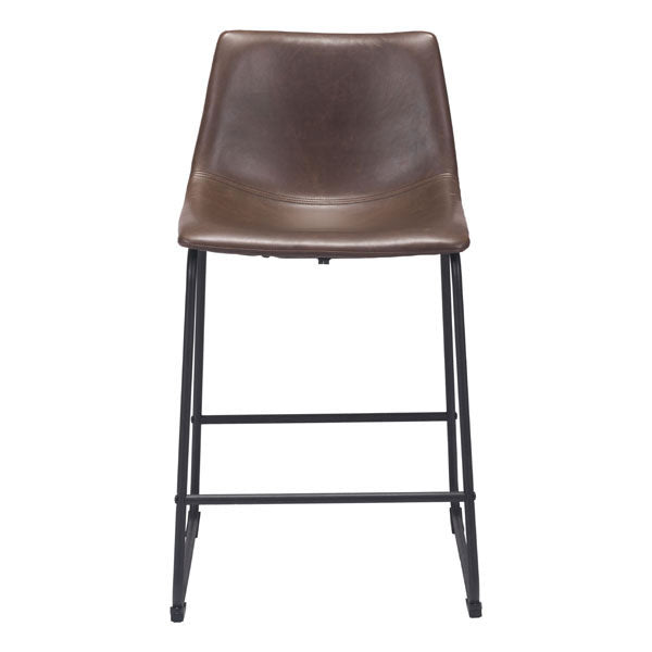 Vintage Look Espresso Faux Leather Counter Stool Chair