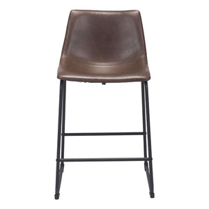 Vintage Look Espresso Faux Leather Counter Stool Chair