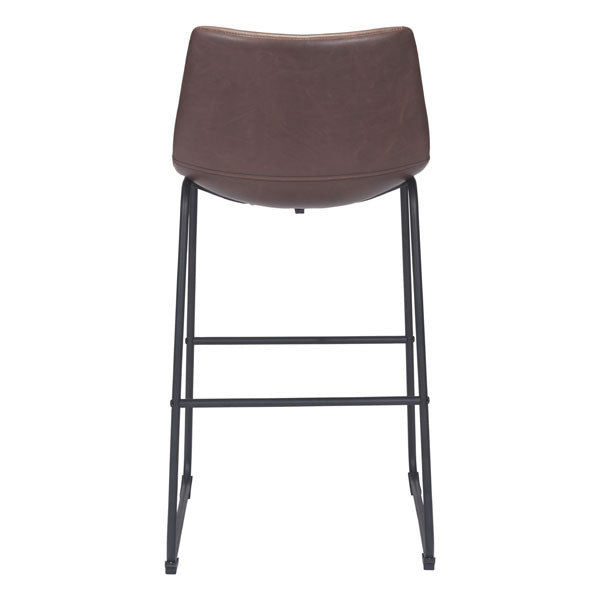 Vintage Look Espresso Faux Leather Bar Stool Chair
