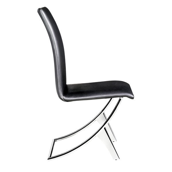 17" X 26" X 39" 2 Pcs Black Leatherette Chromed Steel Dining Chair