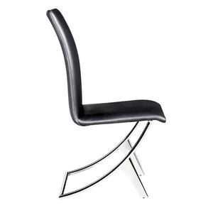 17" X 26" X 39" 2 Pcs Black Leatherette Chromed Steel Dining Chair