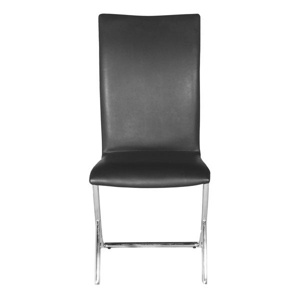 17" X 26" X 39" 2 Pcs Black Leatherette Chromed Steel Dining Chair