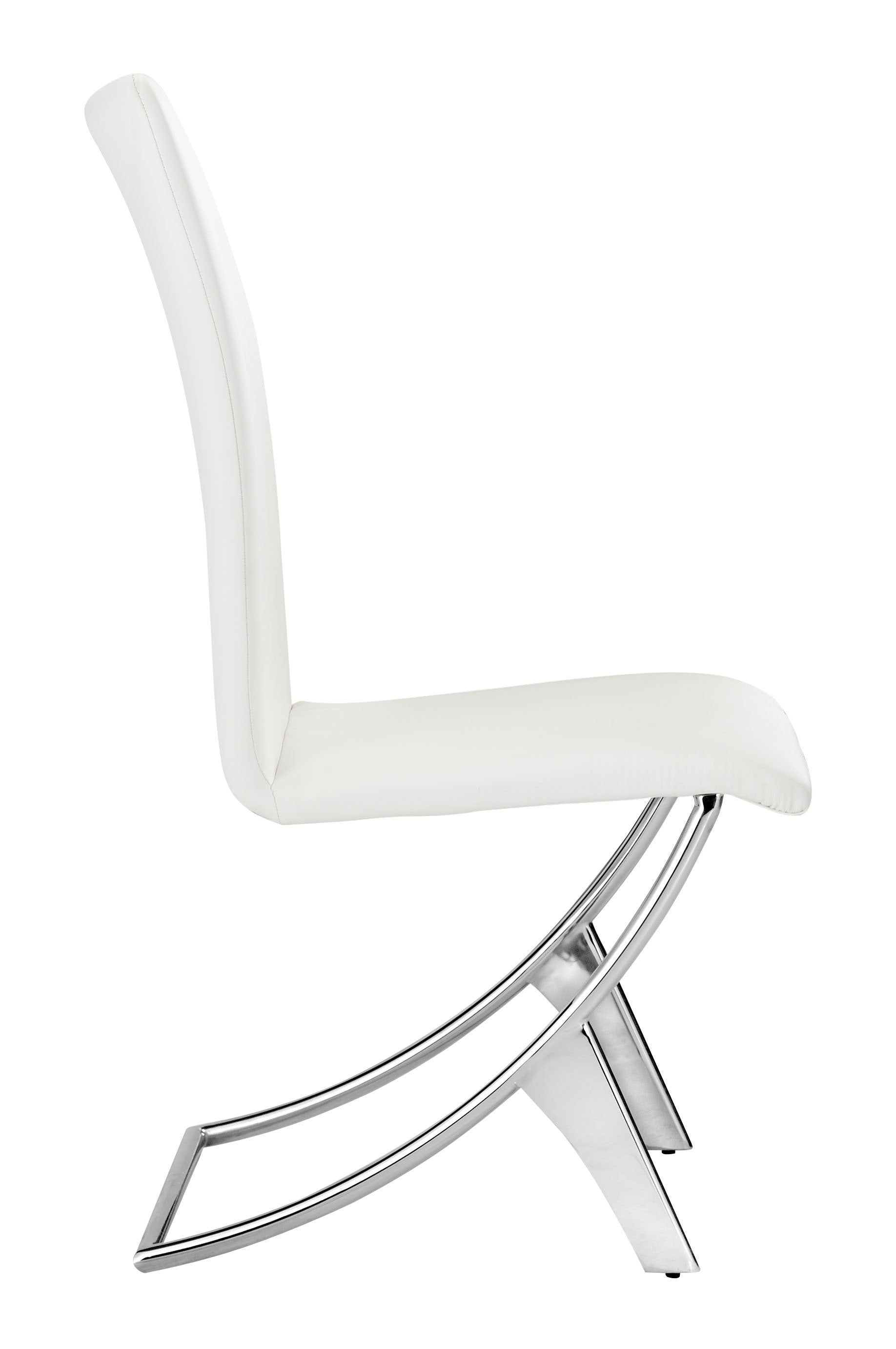 17" x 26" x 39" White, Leatherette, Chromed Steel, Dining Chair - Set of 2