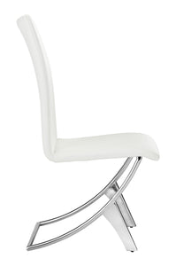 17" x 26" x 39" White, Leatherette, Chromed Steel, Dining Chair - Set of 2